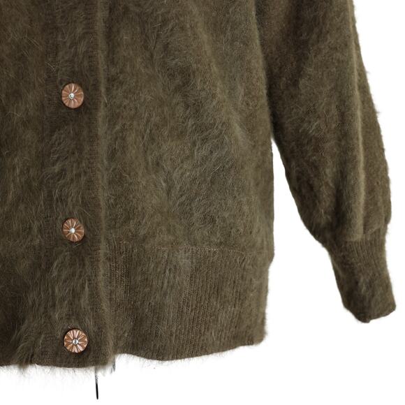 Women's Vintage Green Angora Rabbit Sweater W/ Imitation Fox - M - Picture 7 of 11